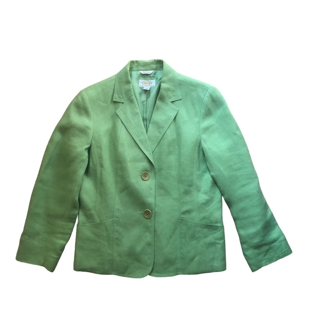 VTG Talbots 100% Irish Linen 2 Button Blazer Jacket Sz. 10P Lined Shoulder Pads